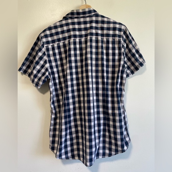 Max Blue  & White Short Sleeve Plaid Button Up Shirt - Picture 6 of 6